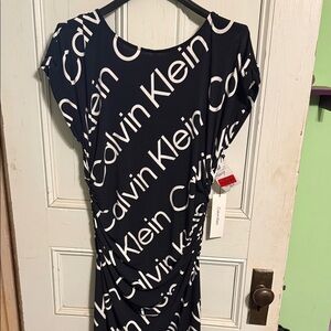 Calvin Klein Black Dress with White Logo Print